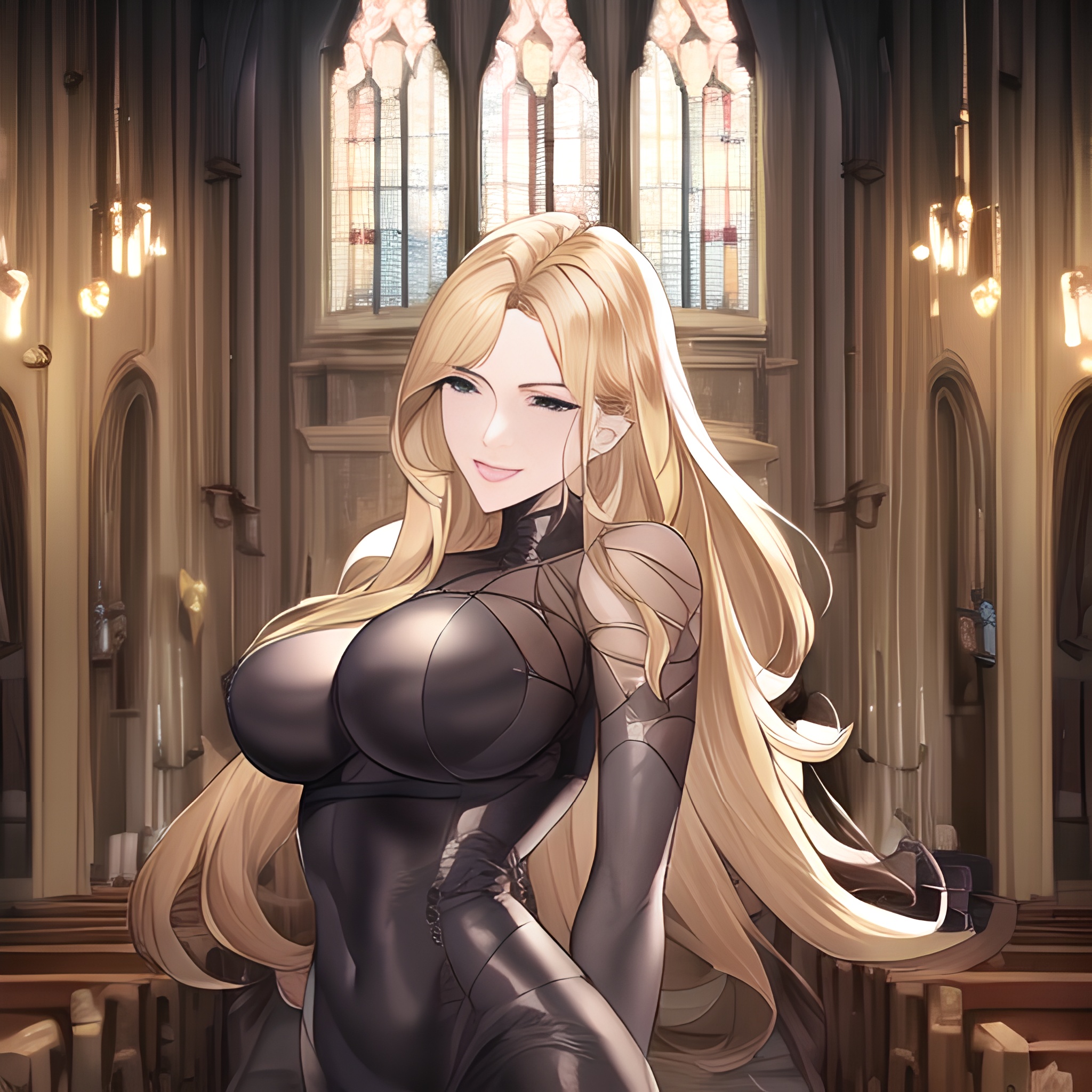 small boobs long hair front view woman church fishnet blonde nude 