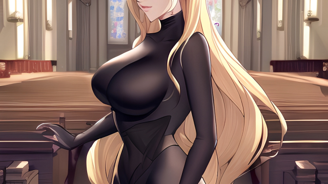 The Temptation of the Blonde Fishnet-Clad Woman with Small Boobs in Church