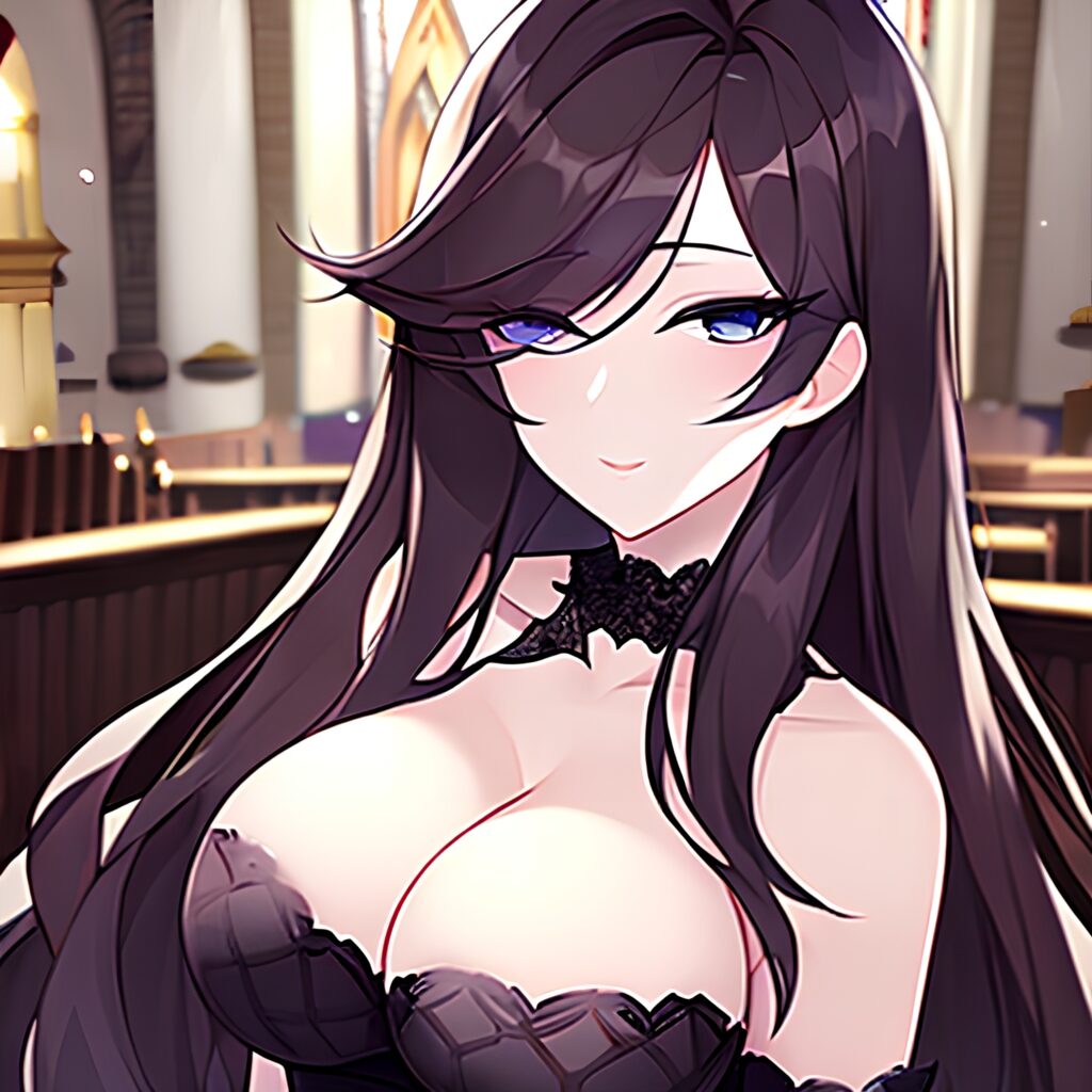 brunette church fishnet woman messy hair long hair