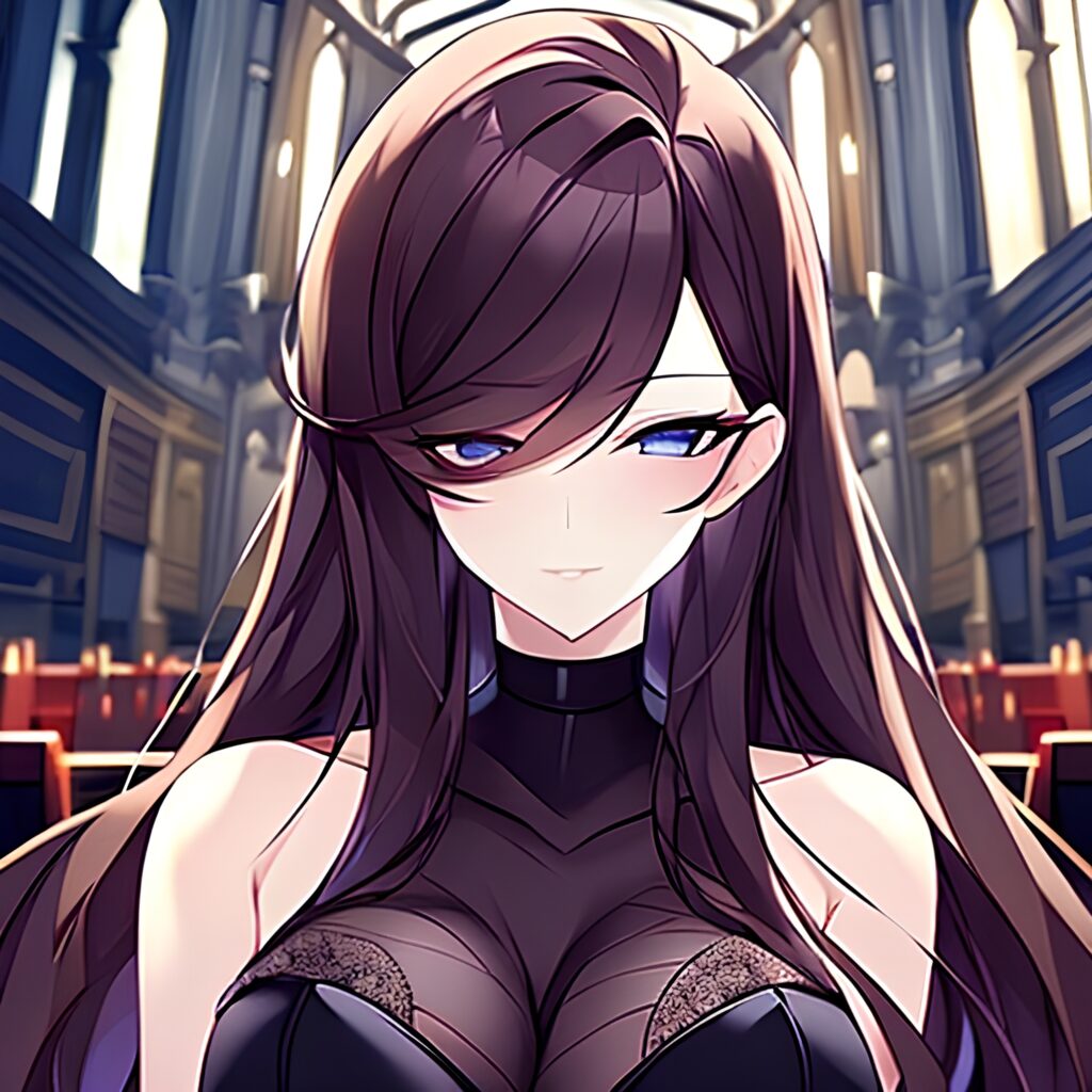 brunette church long hair fishnet messy hair woman 