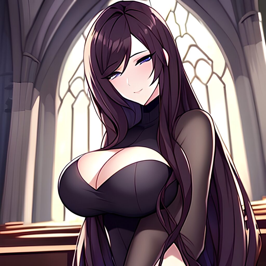 brunette church messy hair fishnet long hair woman 