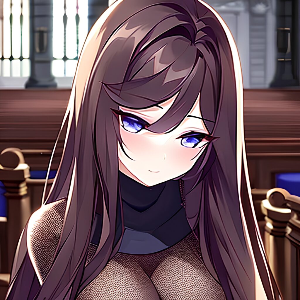 brunette church messy hair fishnet woman long hair 