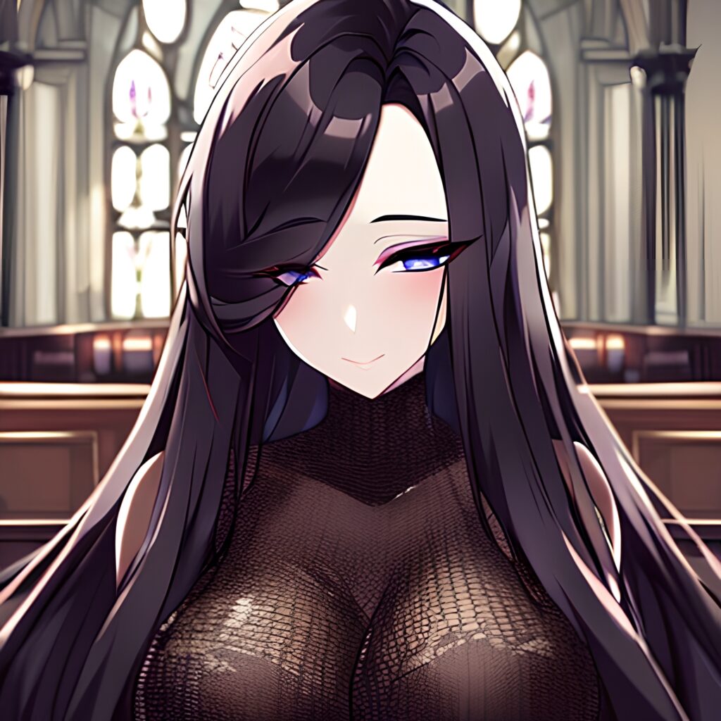 brunette church messy hair fishnet woman long hair 