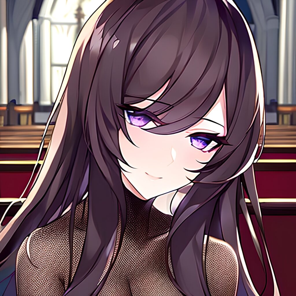 brunette church messy hair fishnet woman long hair 