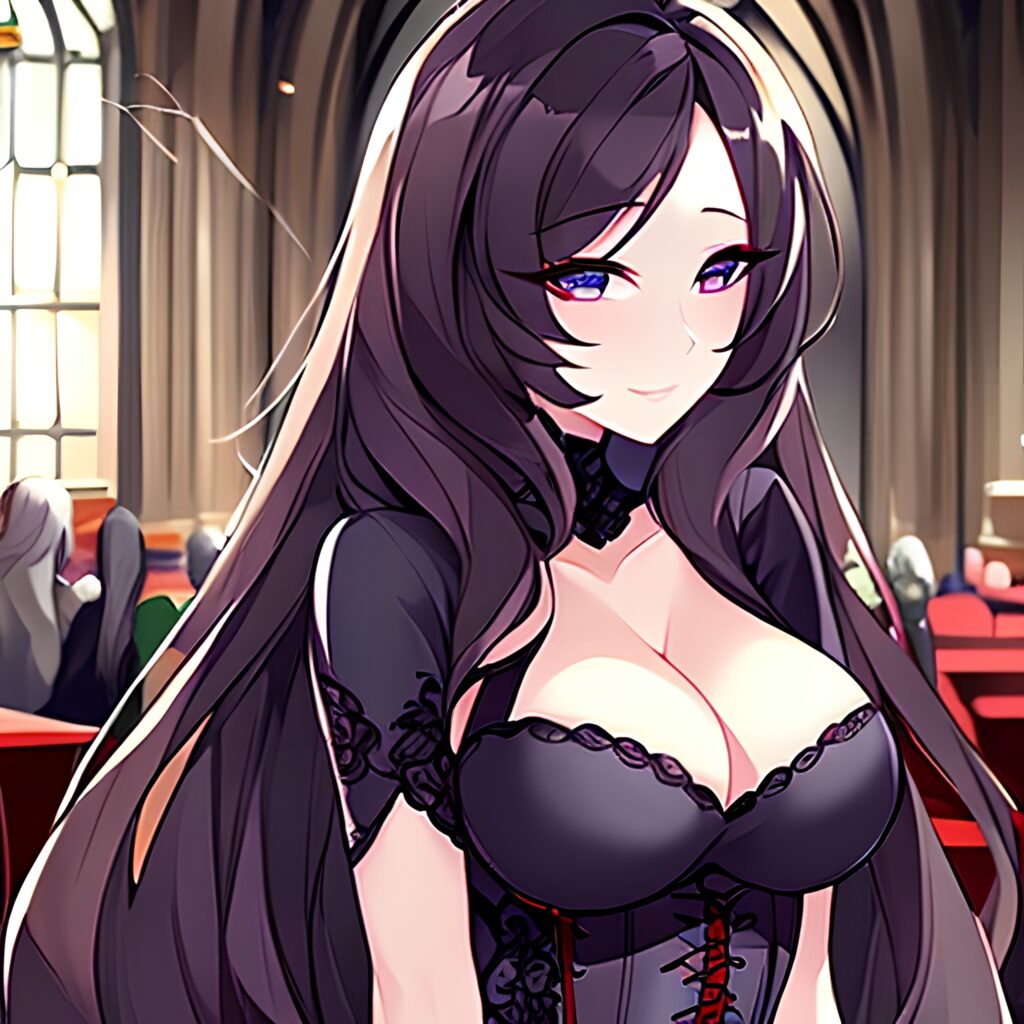 brunette church messy hair long hair woman fishnet 