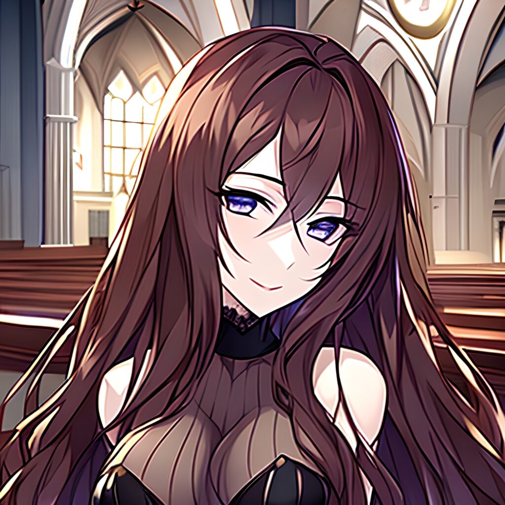 brunette fishnet long hair church messy hair woman 