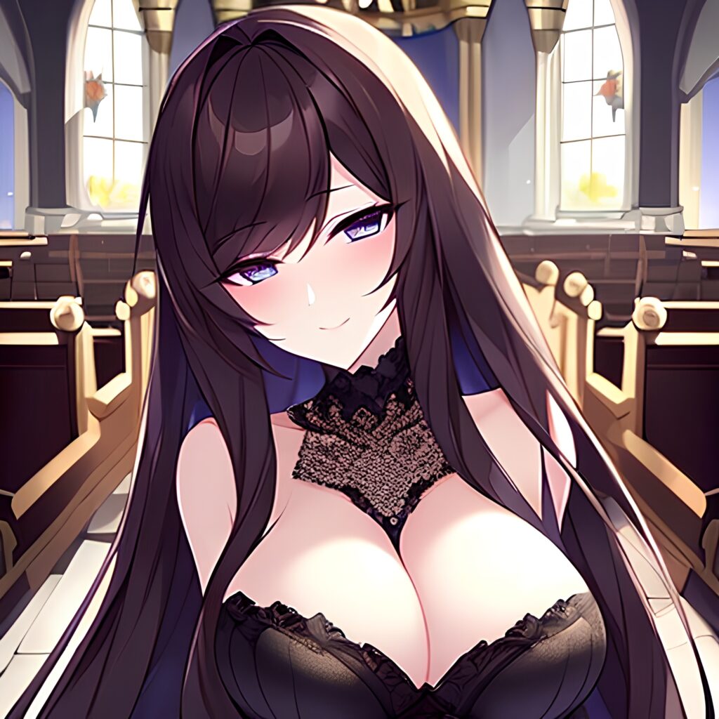 brunette fishnet long hair church messy hair woman