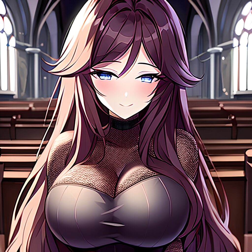 brunette fishnet messy hair church long hair woman 