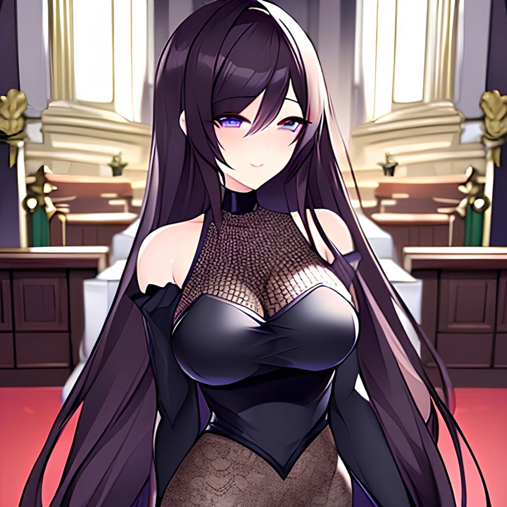 brunette fishnet messy hair long hair church woman 