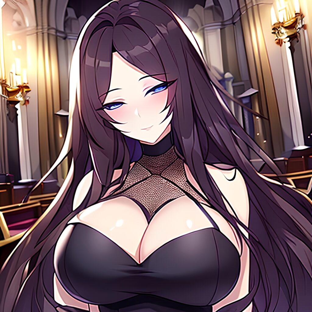 brunette fishnet woman church long hair messy hair 