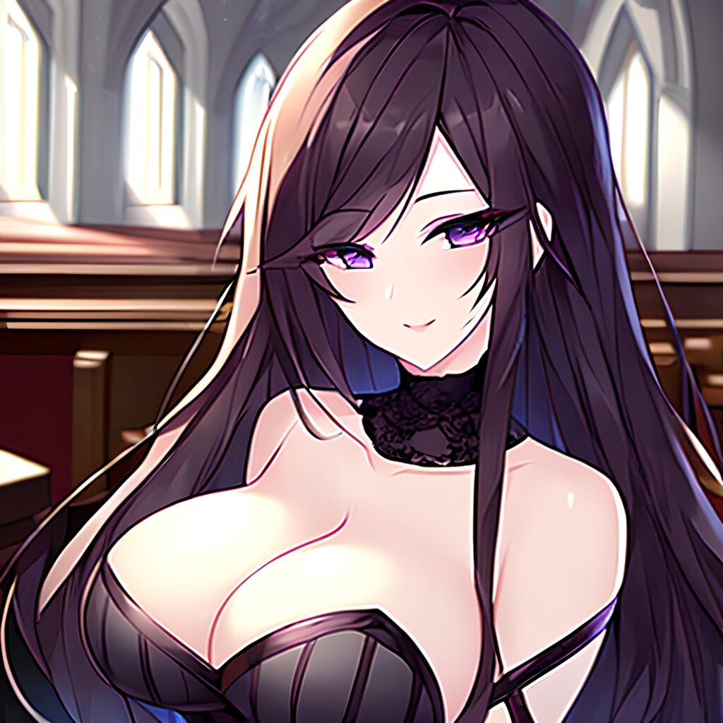 brunette fishnet woman messy hair church long hair 