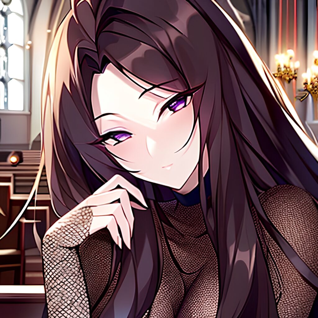 brunette long hair church fishnet messy hair woman 