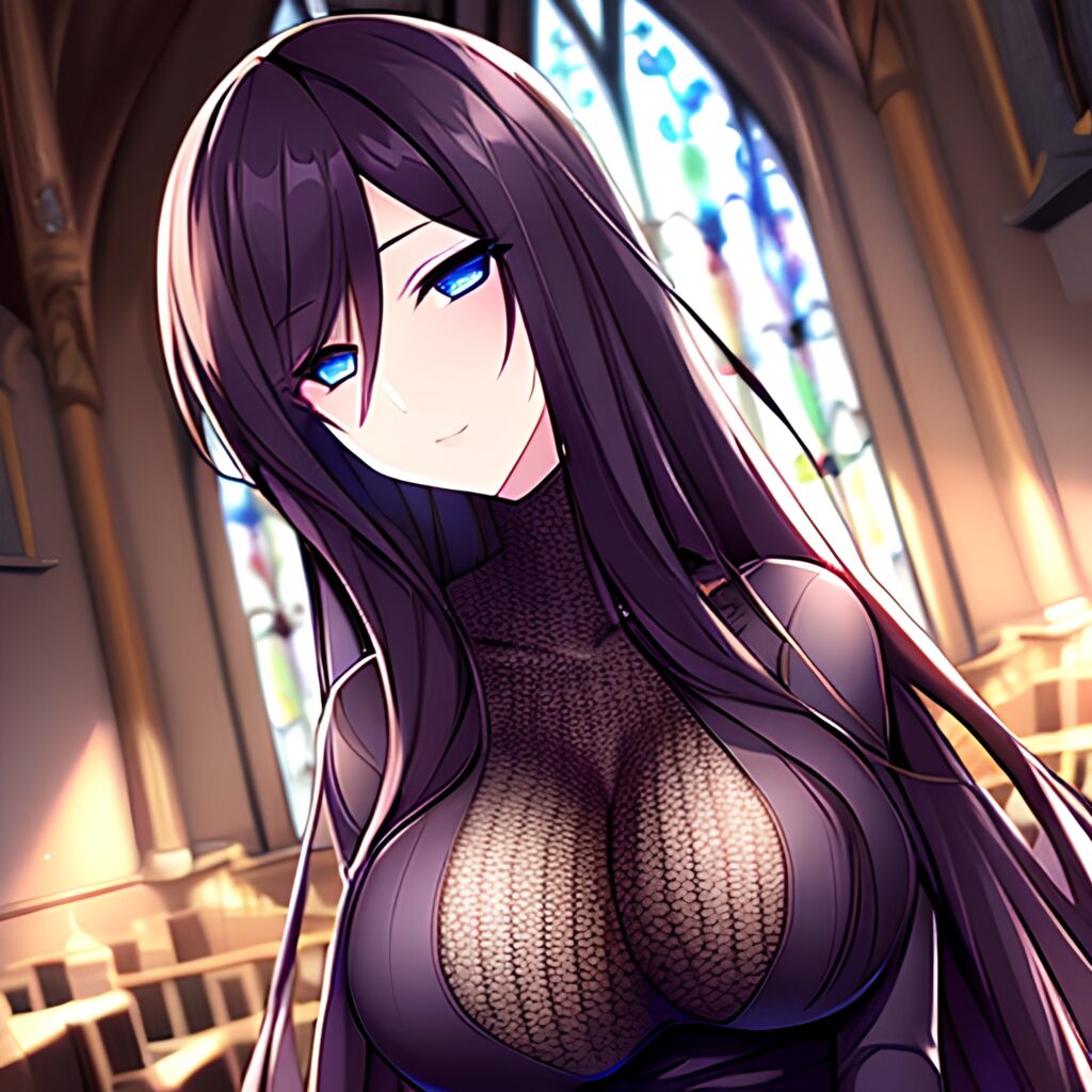brunette long hair church fishnet messy hair woman 