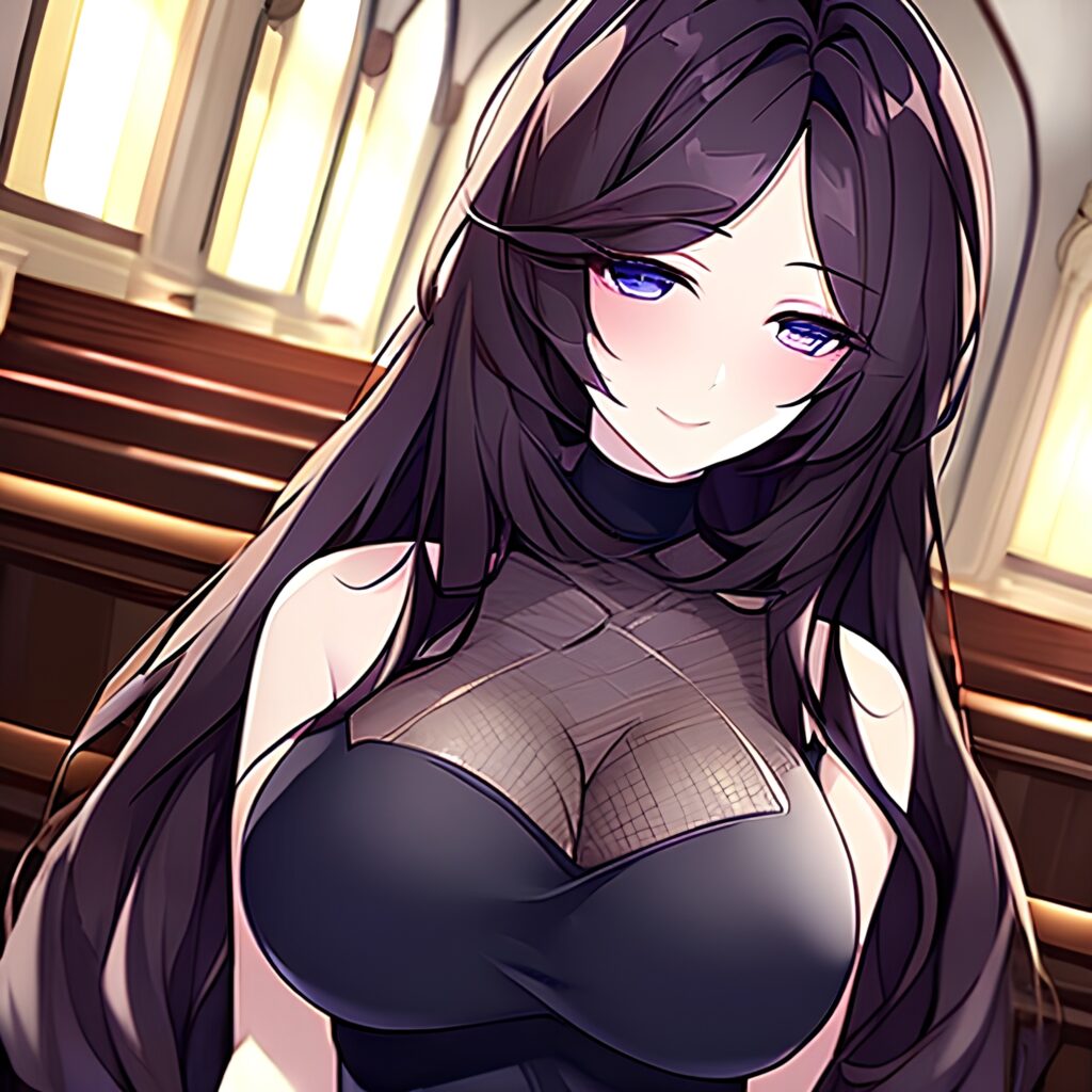 brunette long hair fishnet messy hair woman church