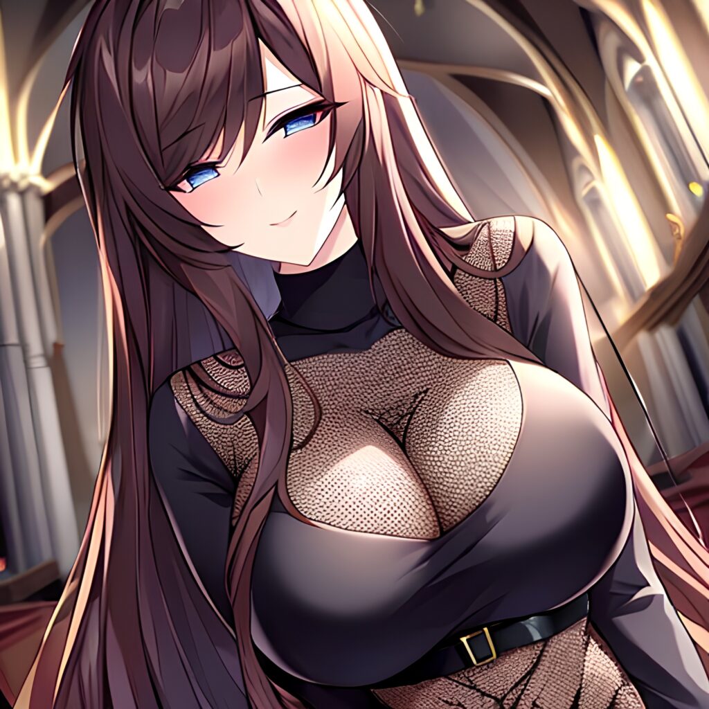 brunette long hair fishnet messy hair woman church 