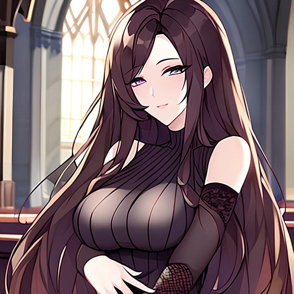 brunette messy hair church fishnet woman long hair 