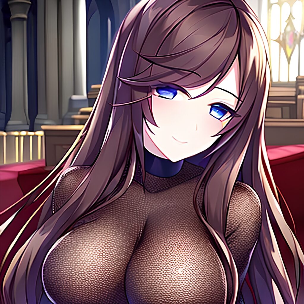 brunette messy hair fishnet church long hair woman 