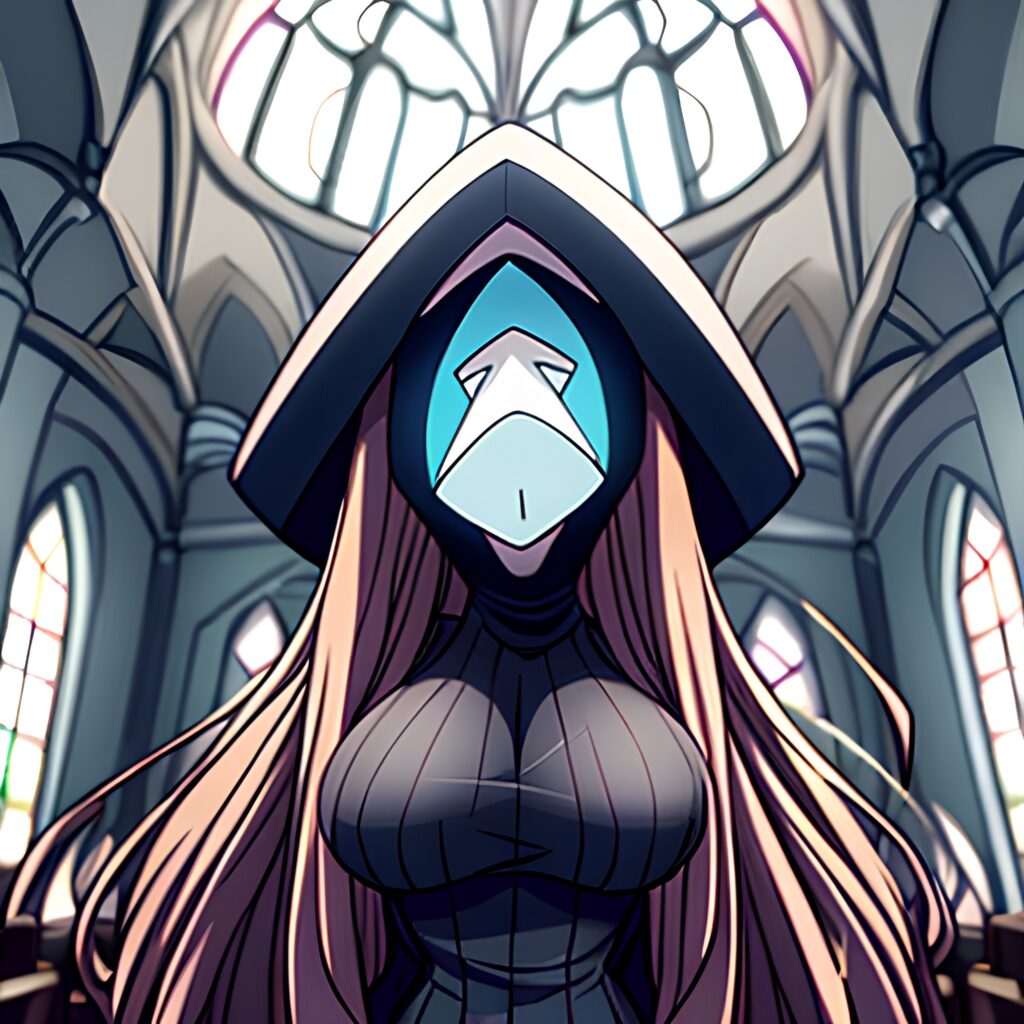 church brunette fishnet woman messy hair long hair 