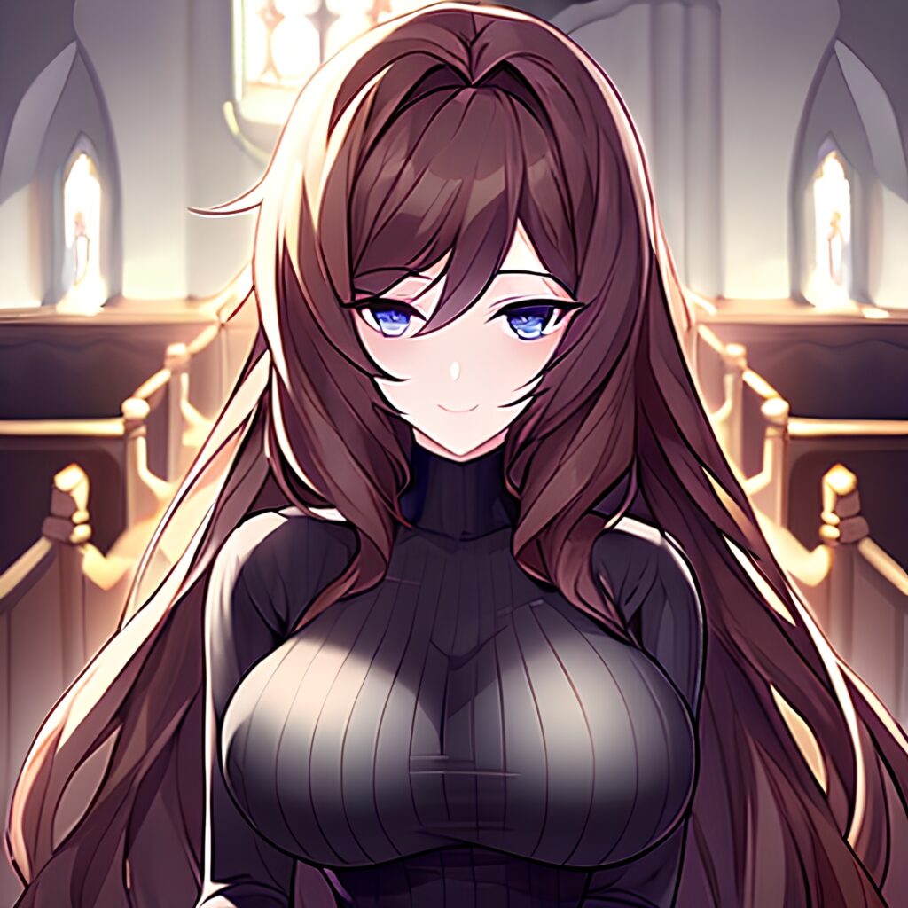 church brunette long hair fishnet messy hair woman 