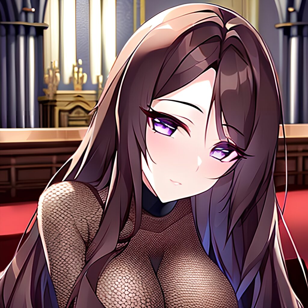 church brunette long hair messy hair woman fishnet 