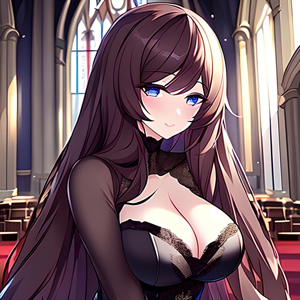 church brunette long hair woman fishnet messy hair 