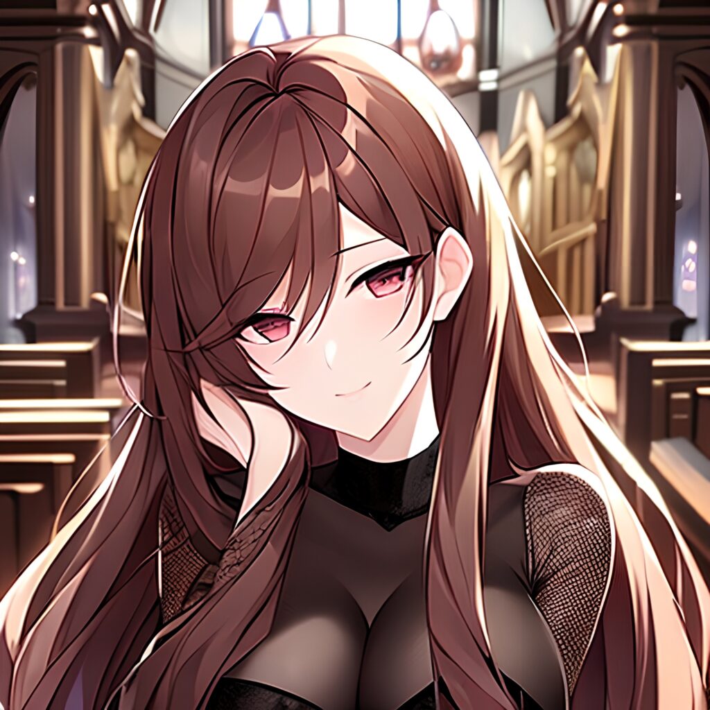 church brunette long hair woman fishnet messy hair 