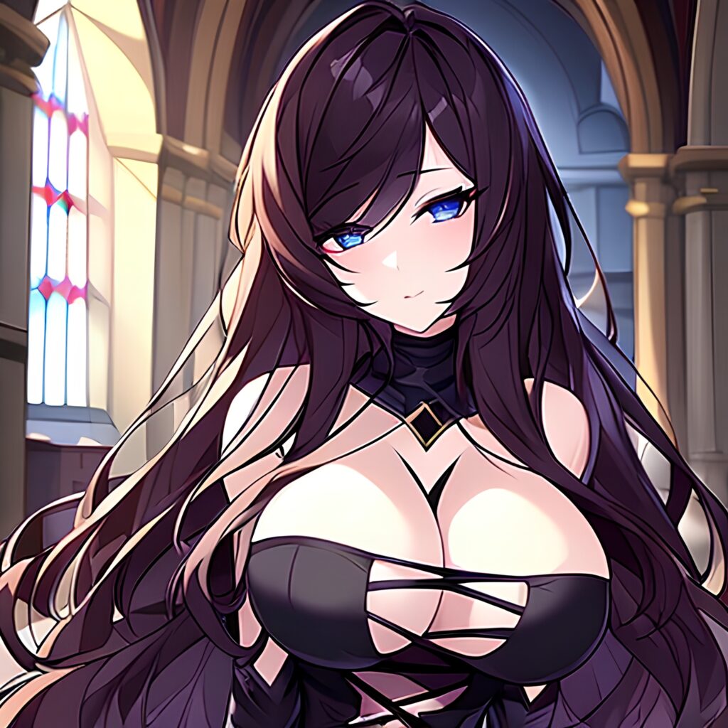 church fishnet brunette messy hair woman long hair 