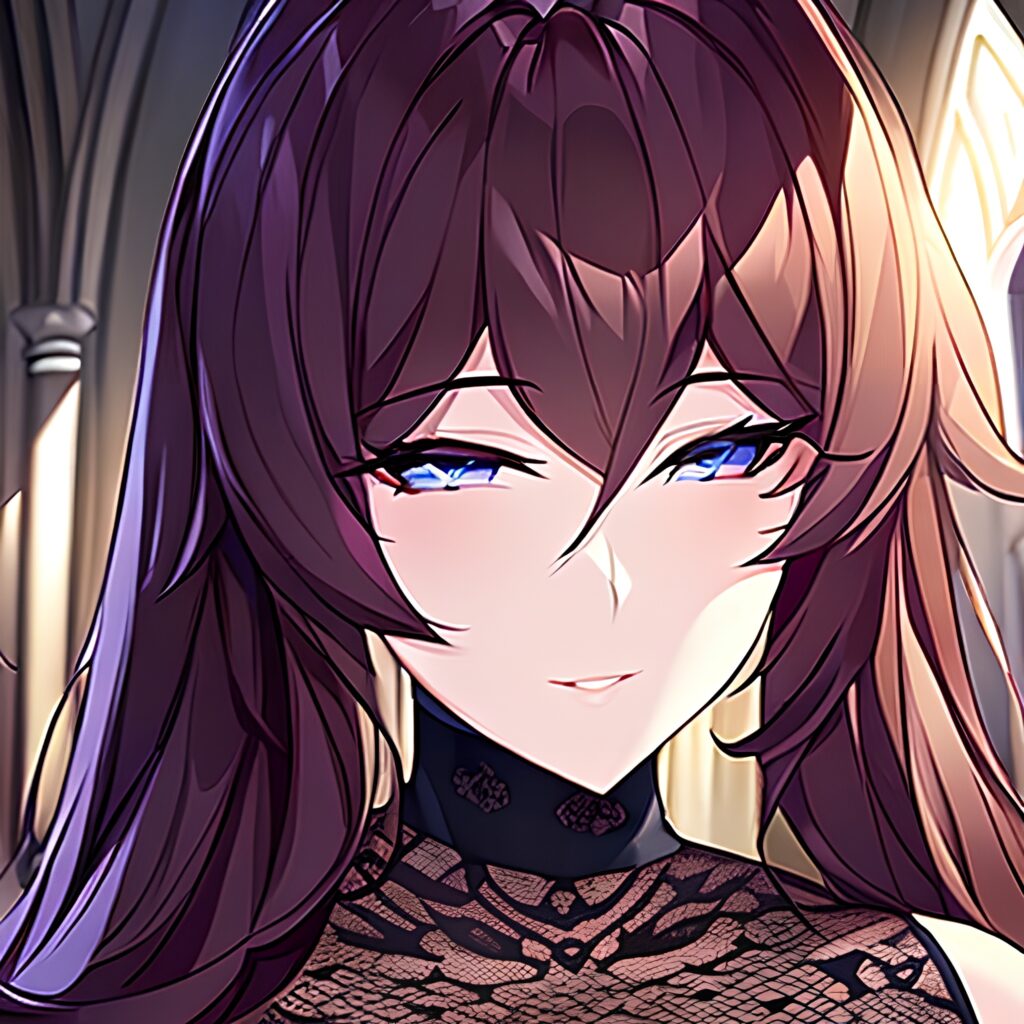 church fishnet long hair brunette messy hair woman 