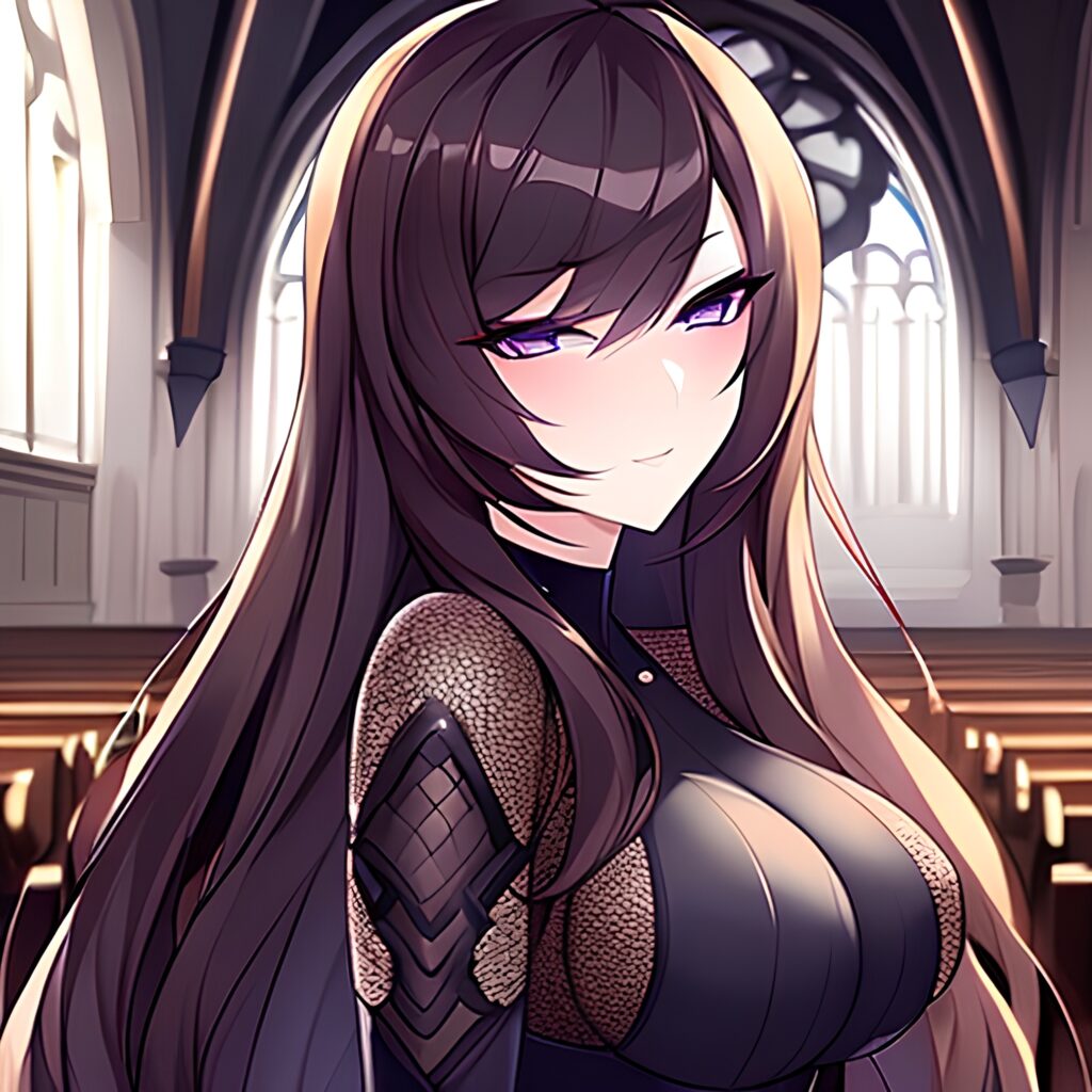 church fishnet long hair brunette messy hair woman