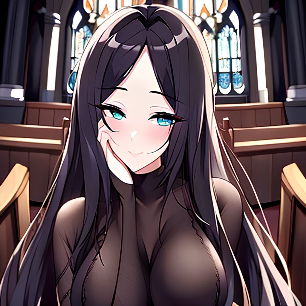 church fishnet long hair brunette woman messy hair 