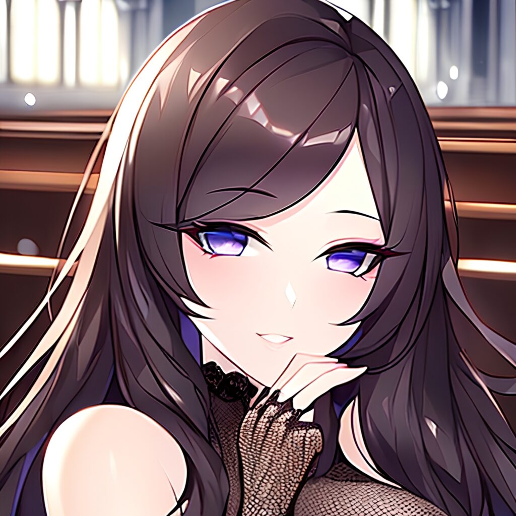 church fishnet long hair brunette woman messy hair 