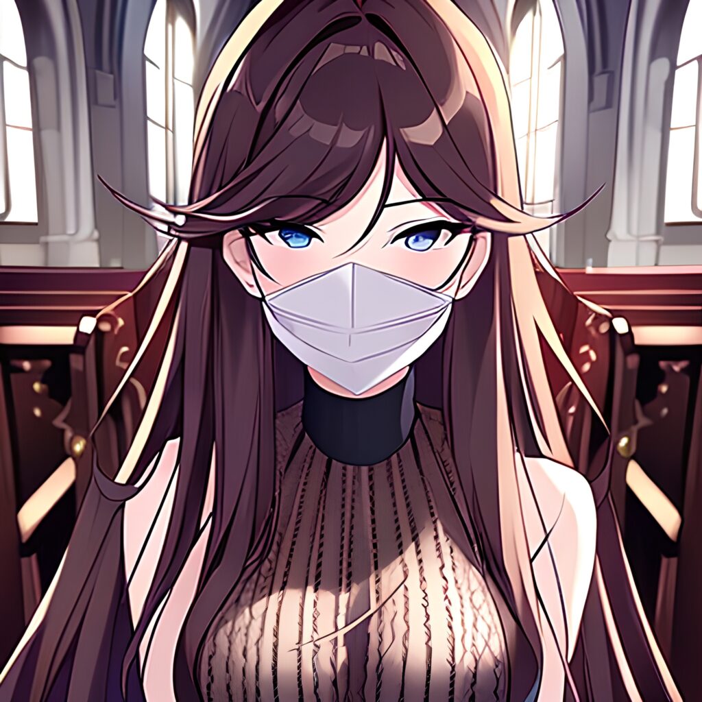 church fishnet long hair messy hair brunette woman 