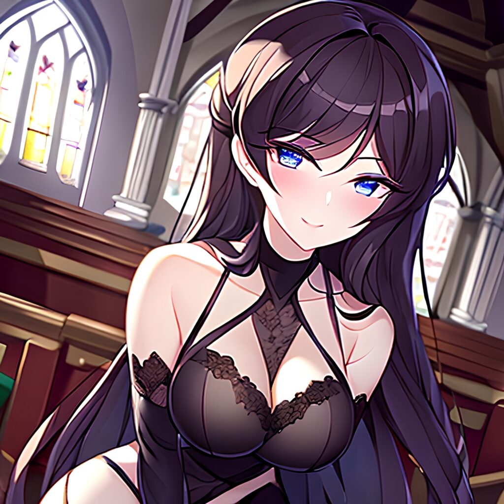 church fishnet long hair woman brunette messy hair