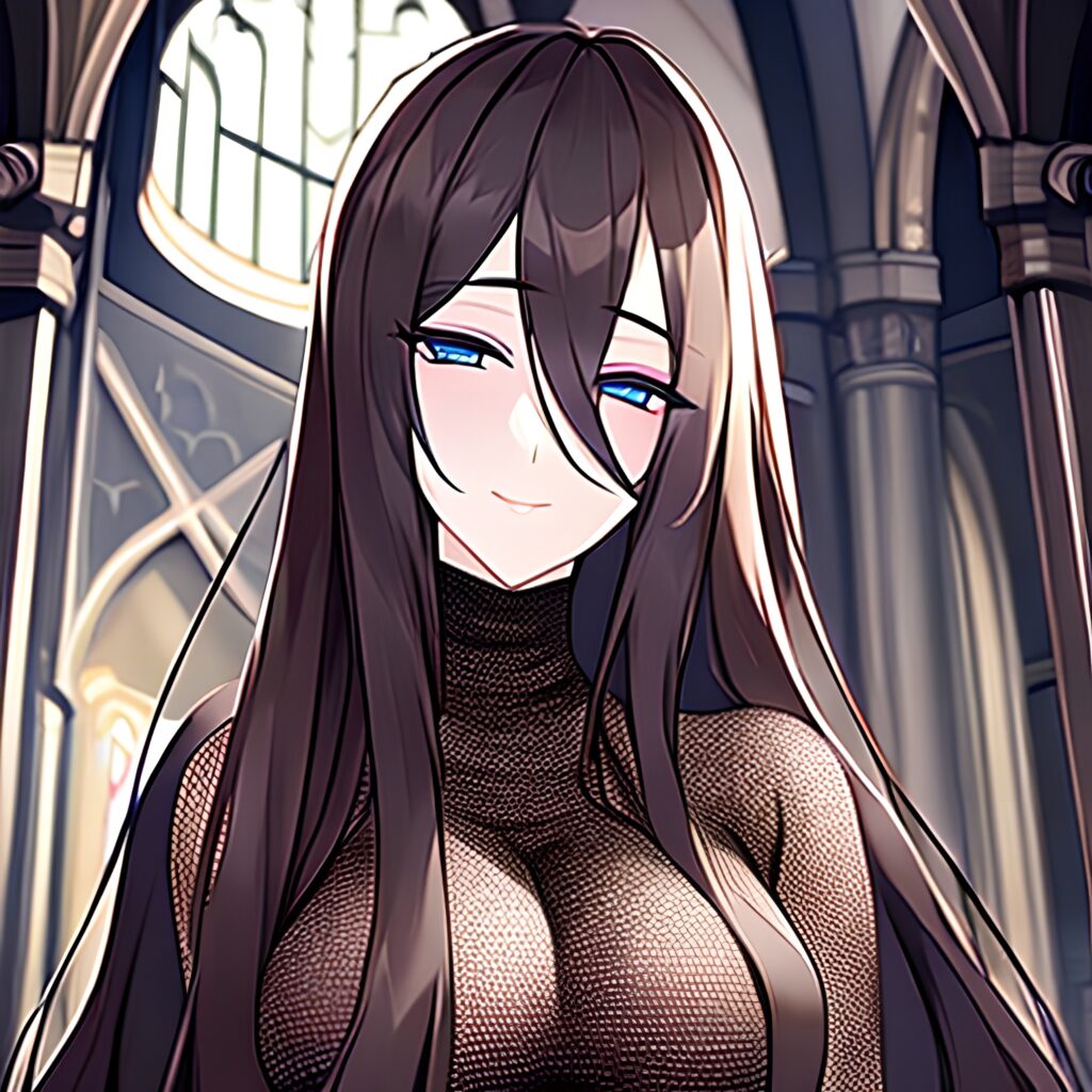 church fishnet long hair woman messy hair brunette 