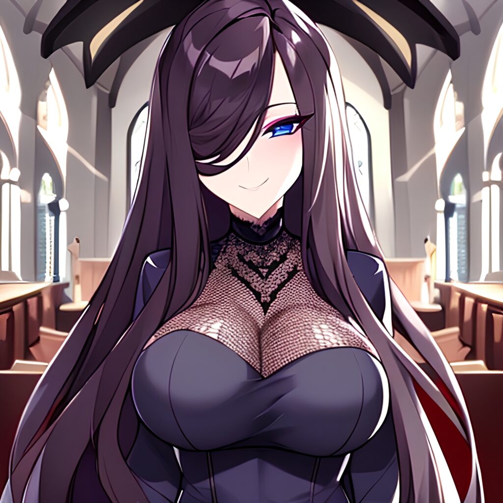 church fishnet messy hair brunette long hair woman 