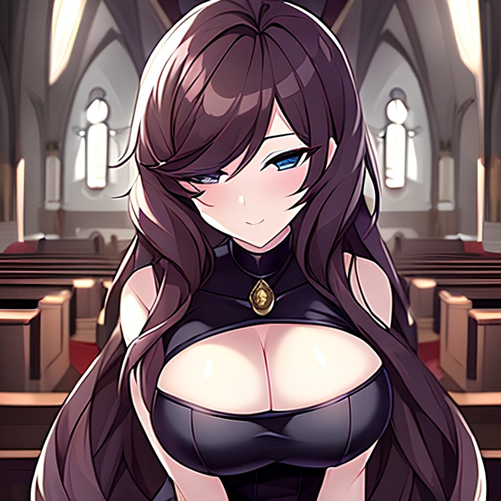 church fishnet messy hair brunette woman long hair 