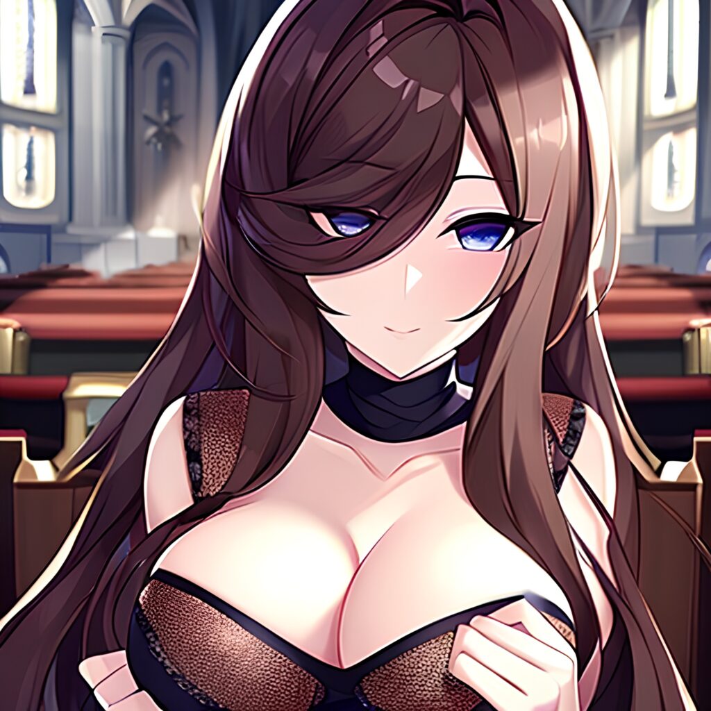 church fishnet messy hair brunette woman long hair 