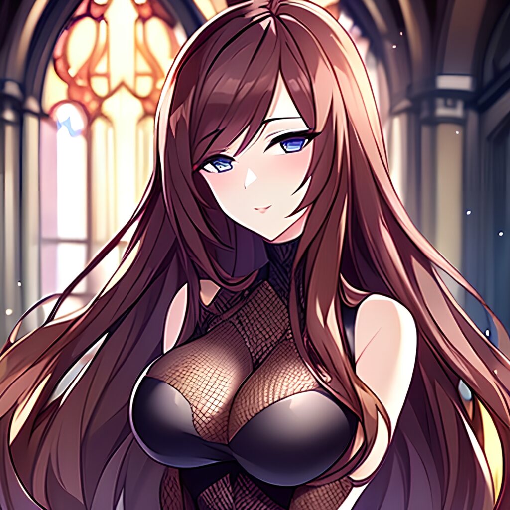 church fishnet messy hair long hair woman brunette 