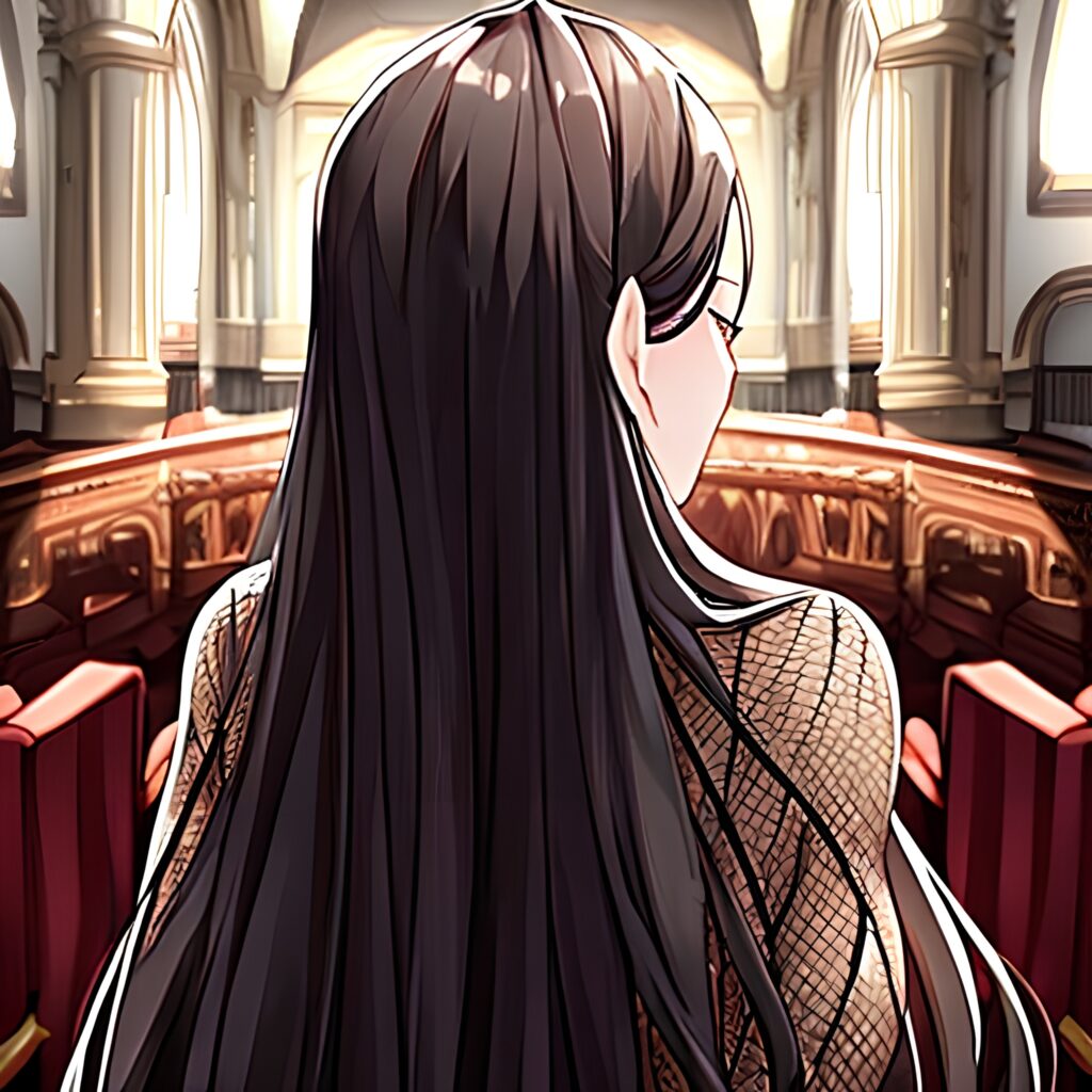 church fishnet messy hair woman long hair brunette 