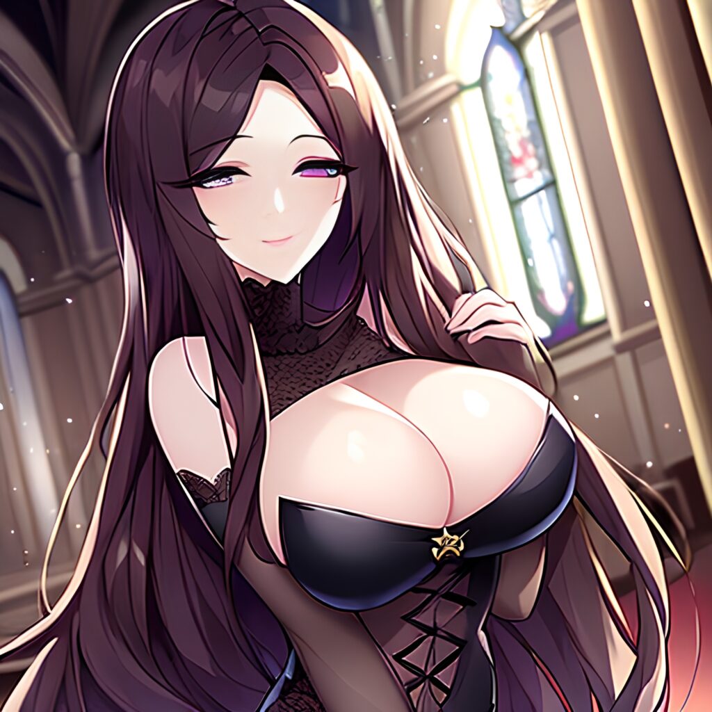 church fishnet woman brunette messy hair long hair 