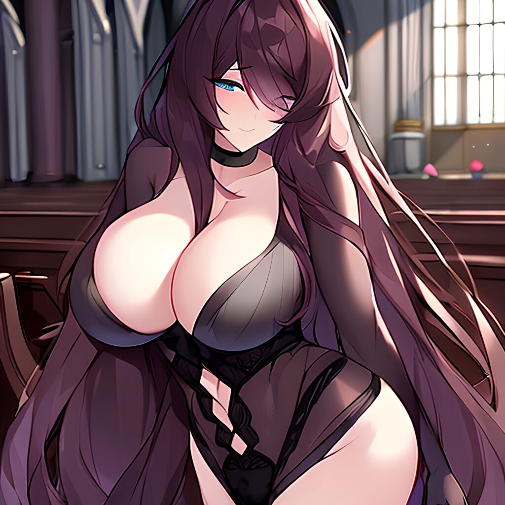 church long hair brunette fishnet messy hair woman 