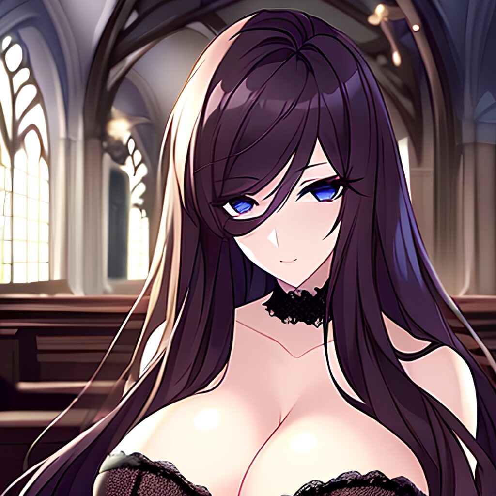 church long hair brunette fishnet messy hair woman 