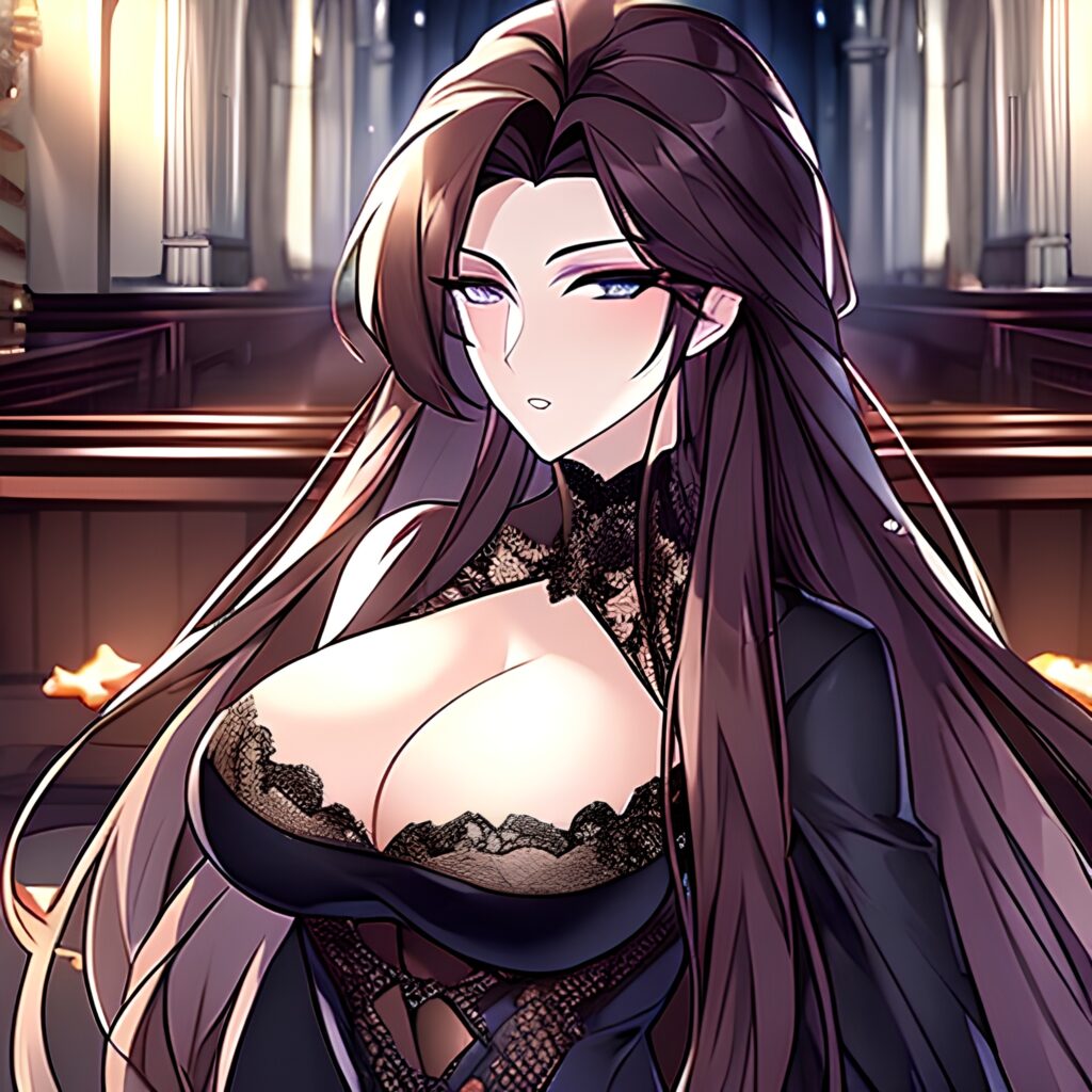 church long hair fishnet messy hair woman brunette