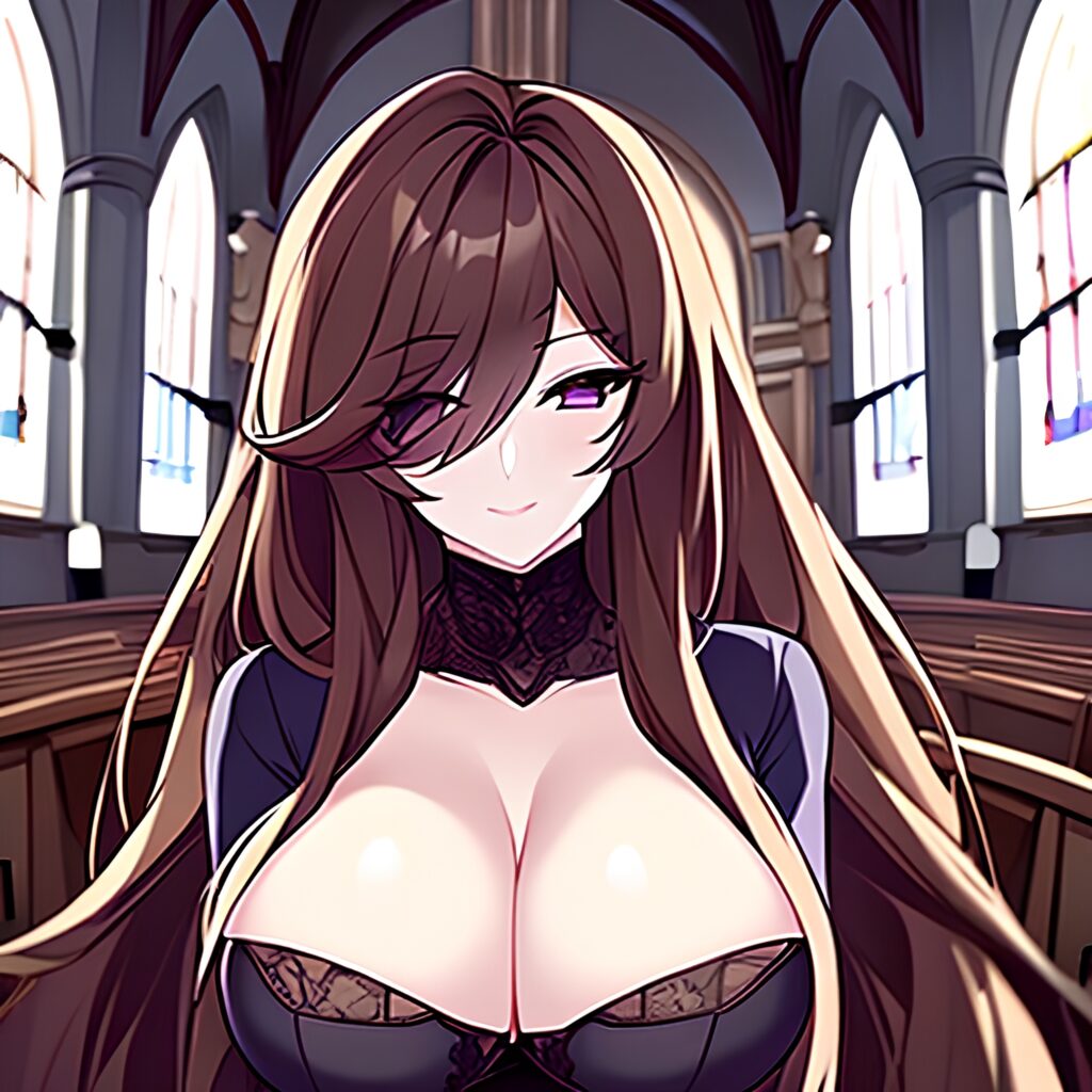 church long hair fishnet messy hair woman brunette 