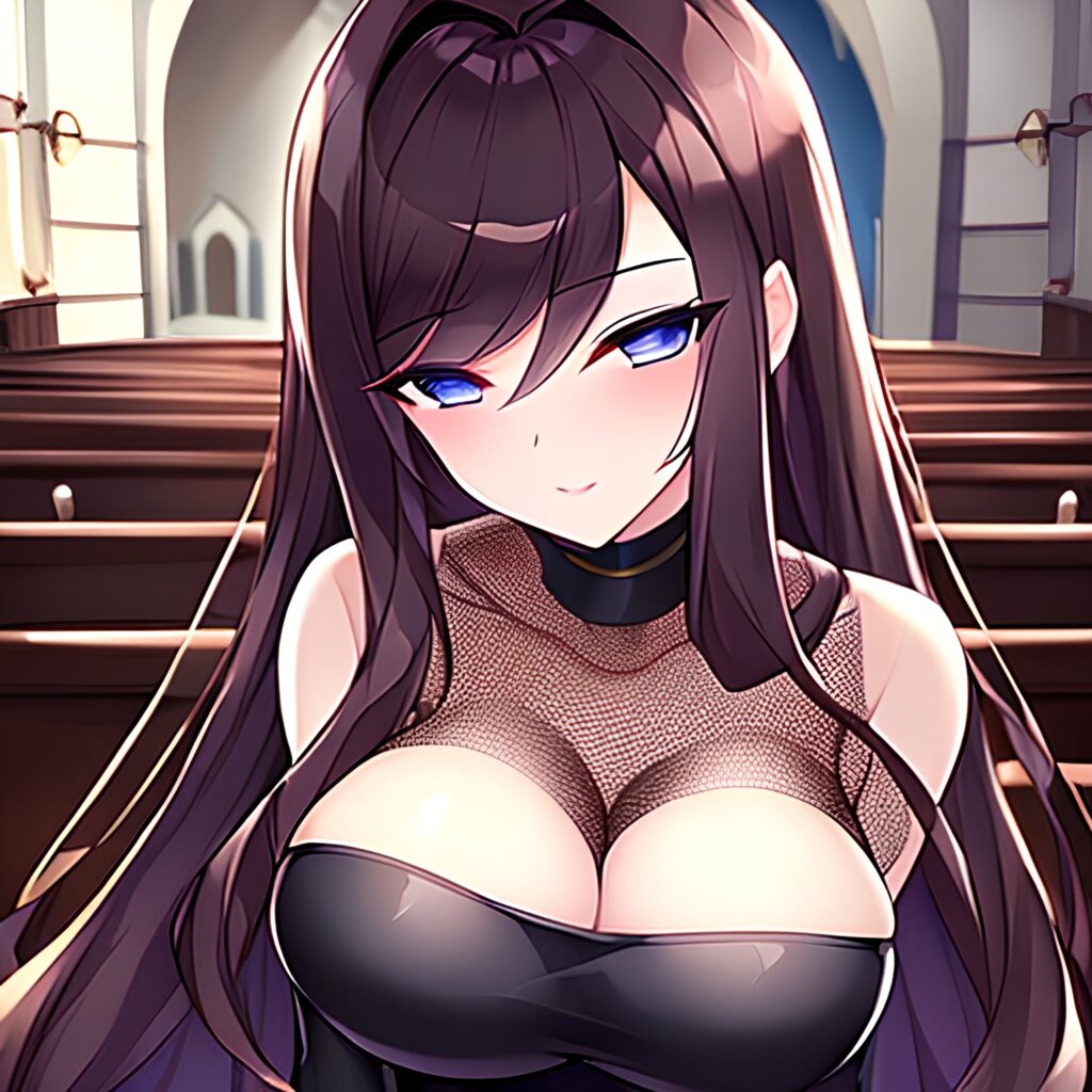 church long hair fishnet messy hair woman brunette 