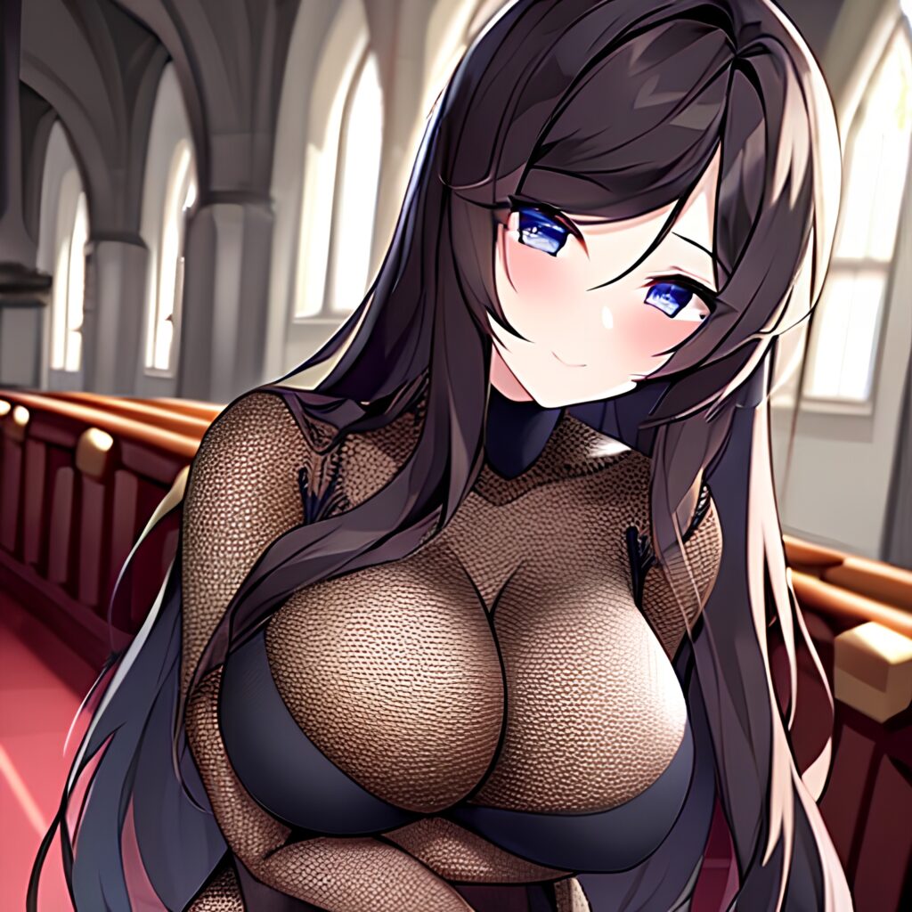 church long hair fishnet messy hair woman brunette 