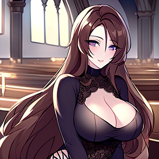 church long hair messy hair brunette fishnet woman 