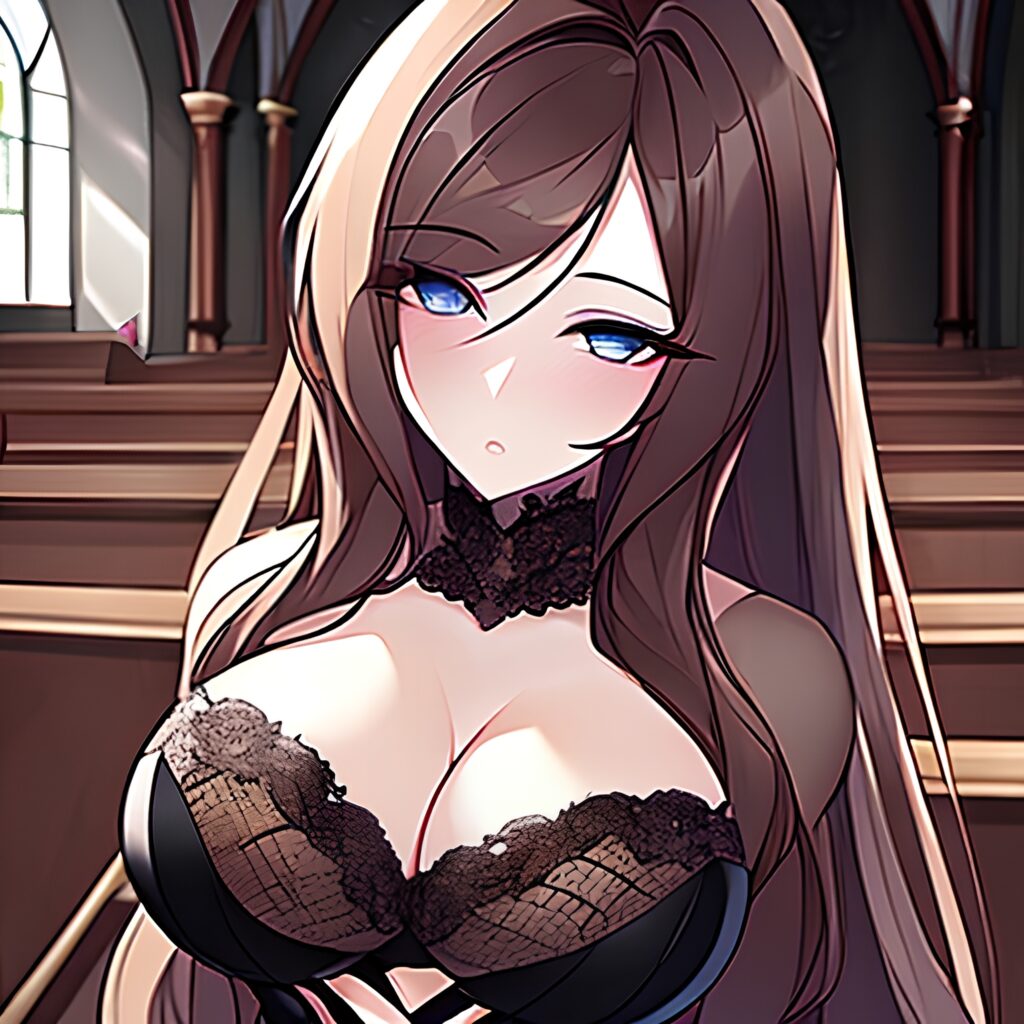 church long hair messy hair fishnet brunette woman 
