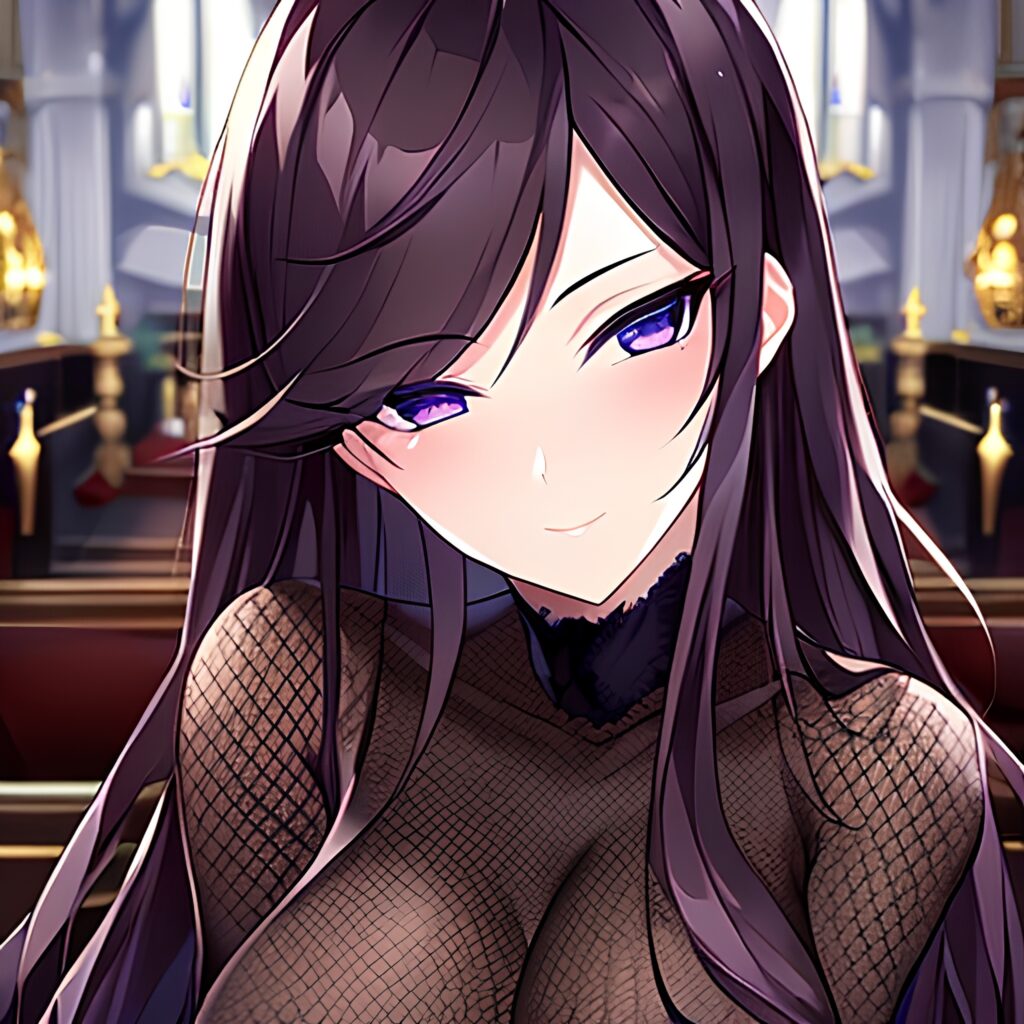 church long hair messy hair fishnet brunette woman 