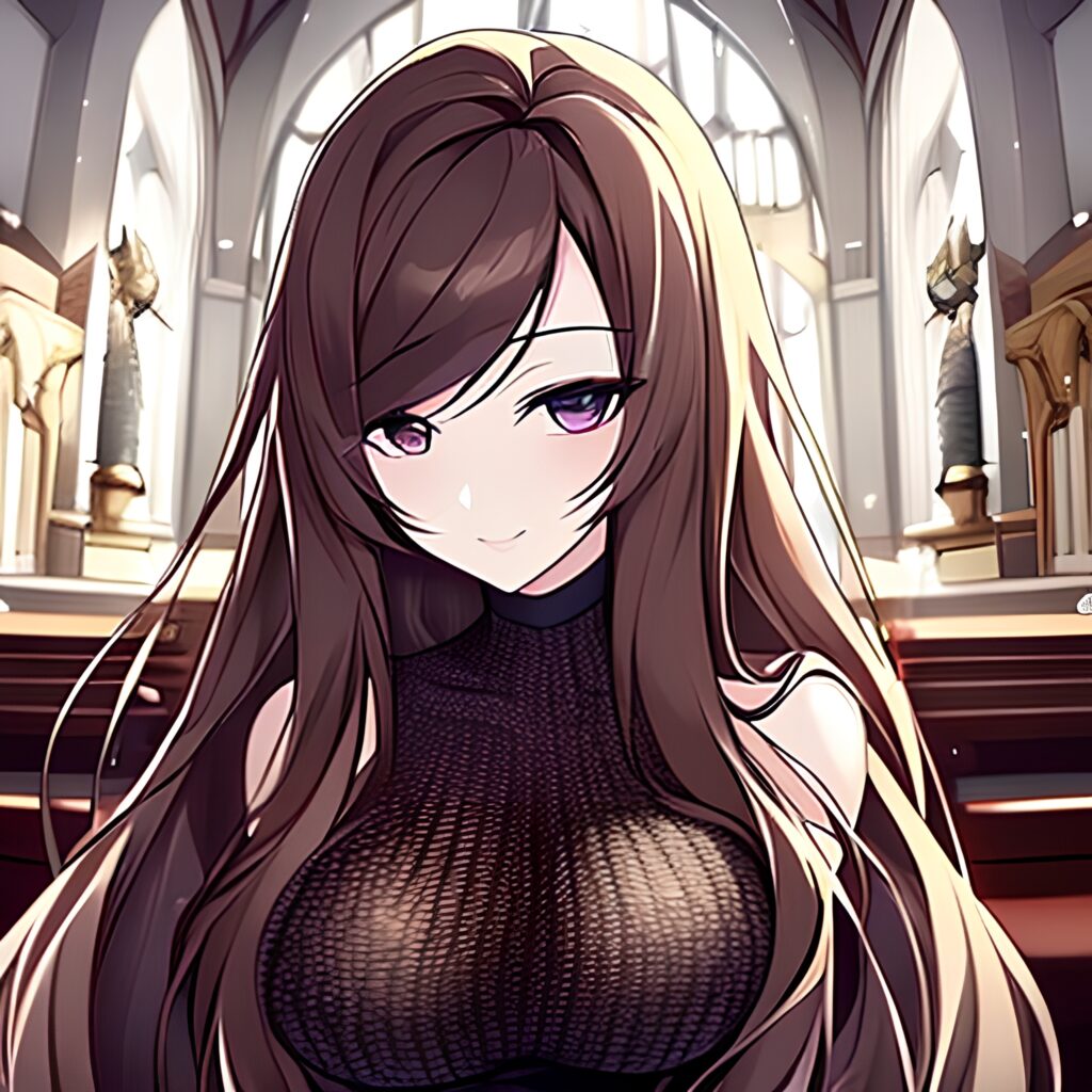 church long hair messy hair fishnet woman brunette 